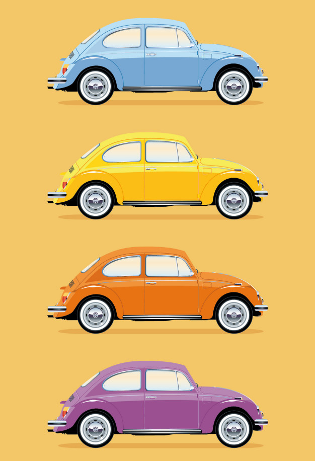 4 Volkswagen Beetle Classic Iconic Car