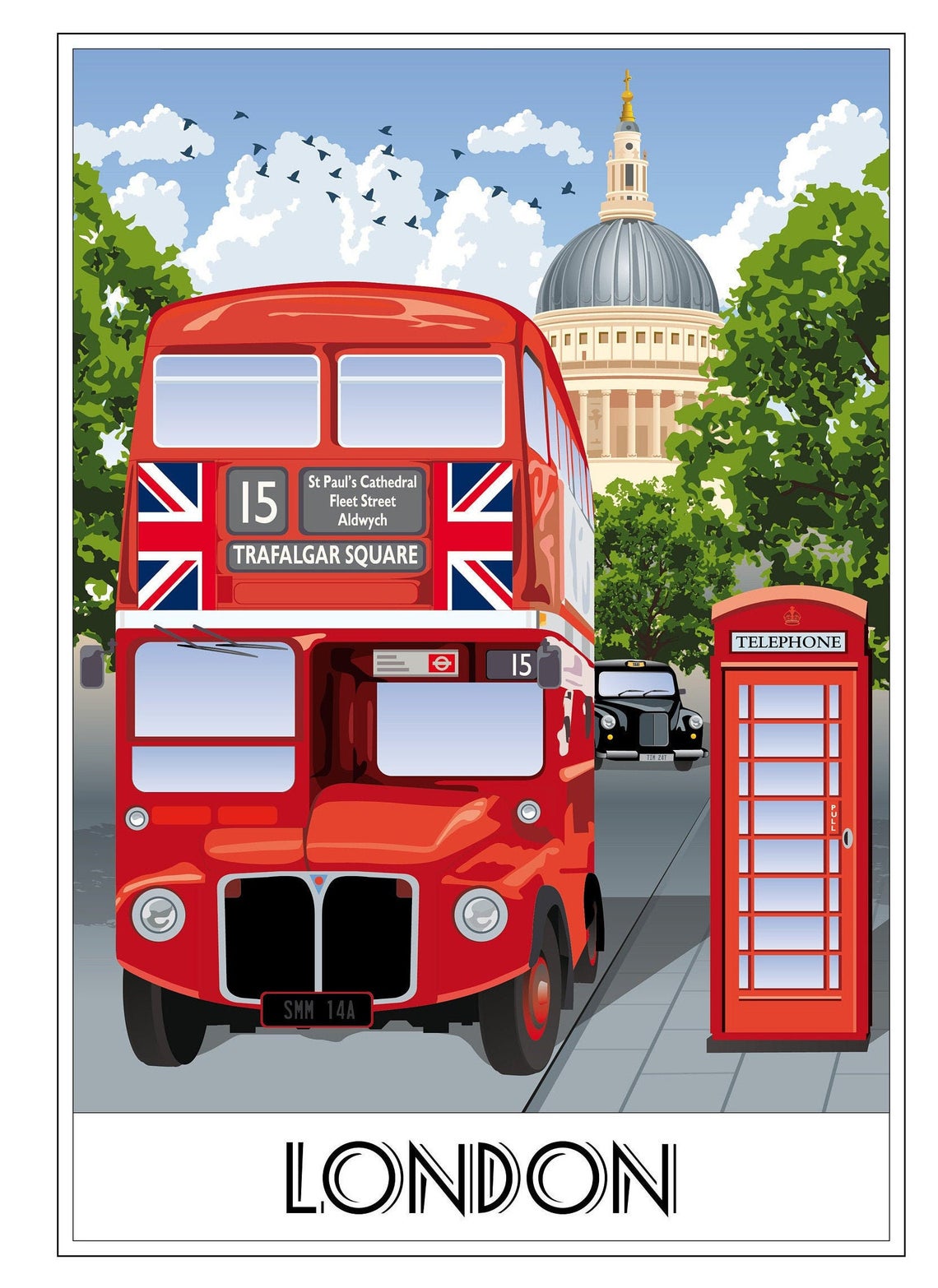 London, Bus, Routemaster, Taxi, Telephone Box, St Paul's Cathedral